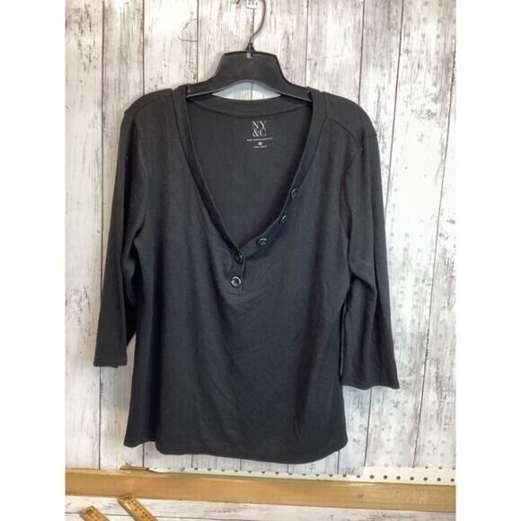 NY&C Tops - Acubi mermaidcore fairycore NY&C Women Black 3/4 Sleeve Blouse Top Large